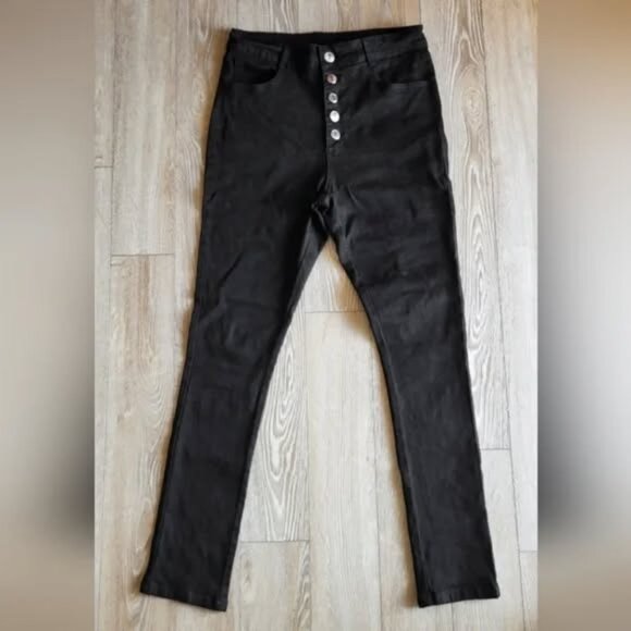 Ravens Cross black skinny jeans from Killstar LARGE buttons with cross pattern - Picture 2 of 5